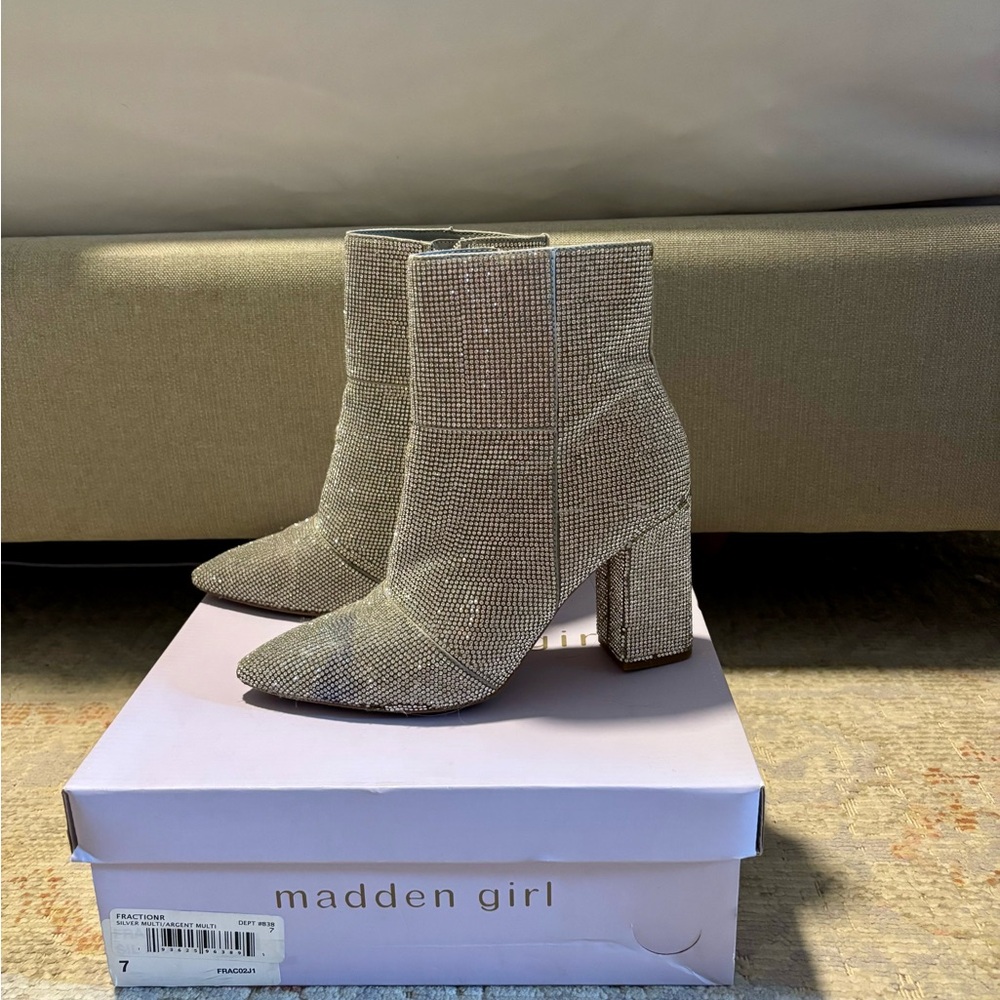 Madden Girl Glitter Rhinestone Heeled Boots
